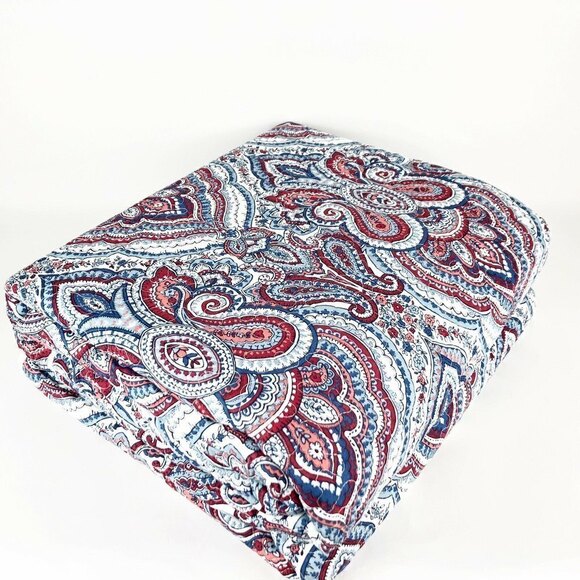 New Williamstown Paisley cotton Queen Quilt red white blue Americana boho - Picture 3 of 6